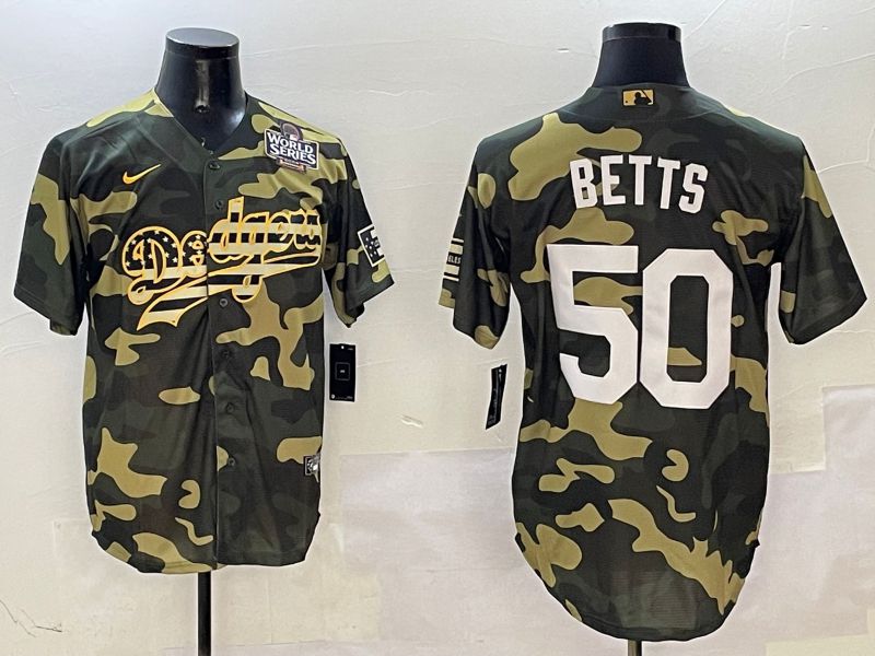 Men Los Angeles Dodgers 50 Betts Camo Joint Name 2025 Nike MLB Jersey style 5
